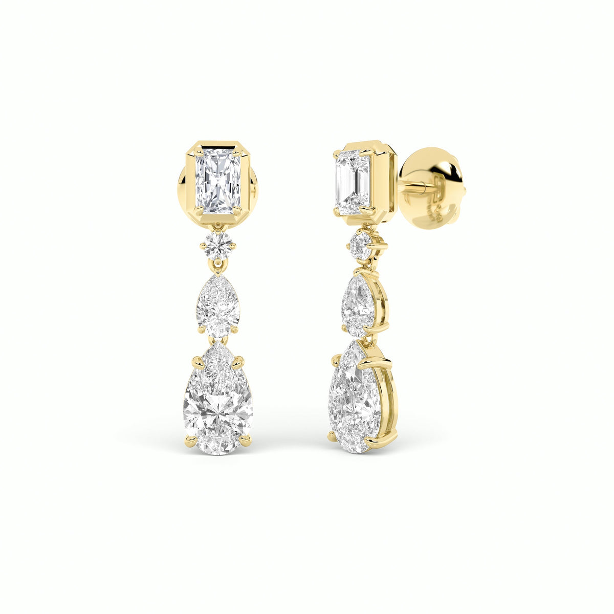 5.5CTW Radiant Lab-Grown Diamond Dangle Earrings 52 Stones
