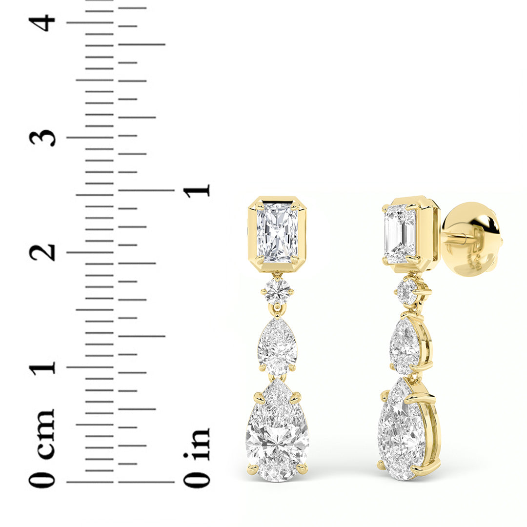 5.5CTW Radiant Lab-Grown Diamond Dangle Earrings 52 Stones