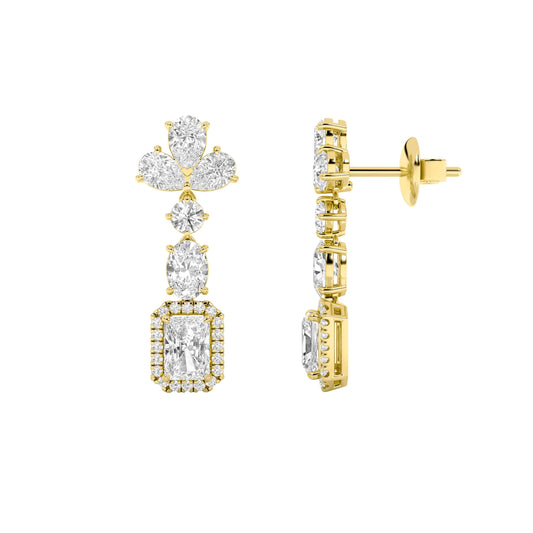 5.5CTW Radiant Lab-Grown Diamond Prong Dangle Earrings 52 Stones