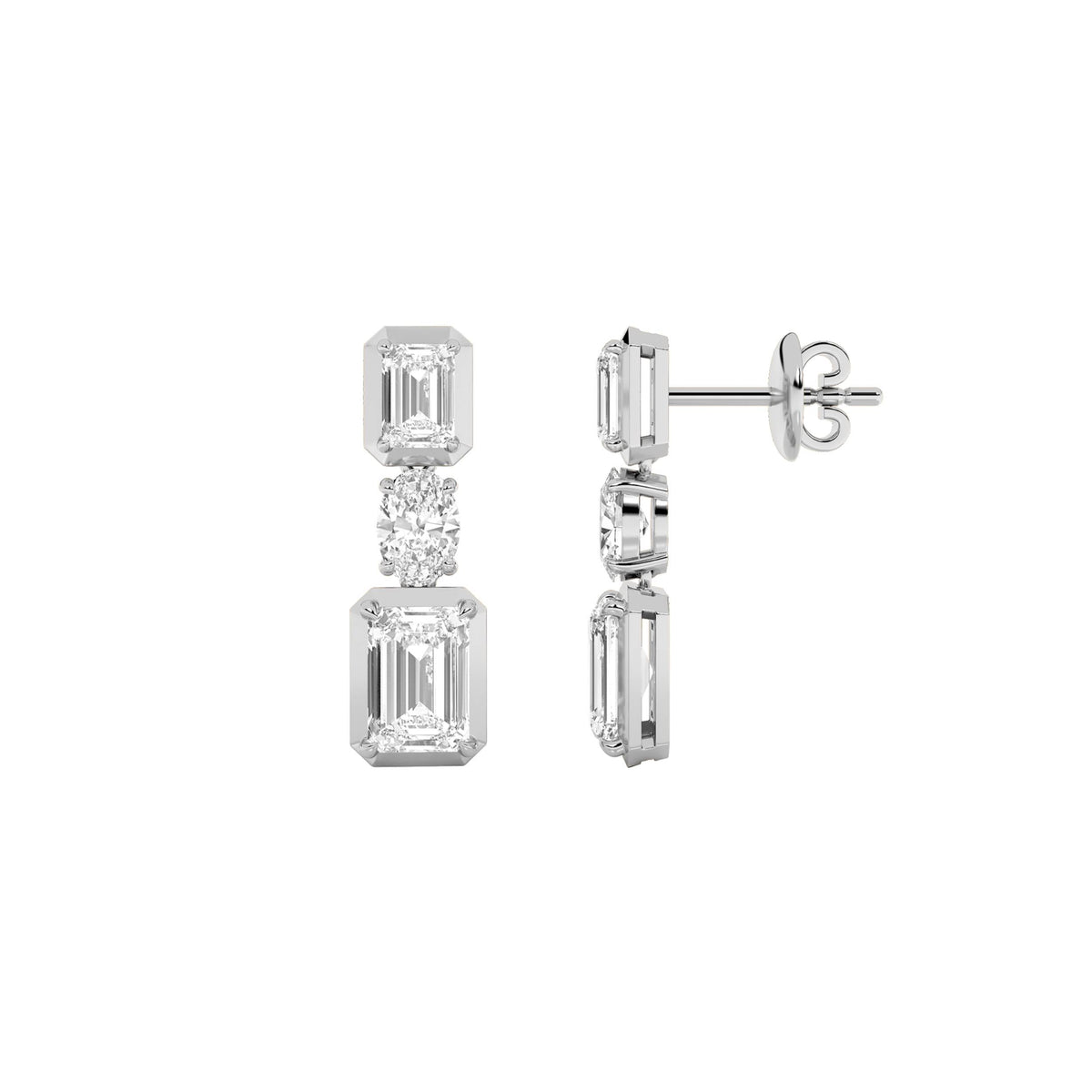 3CTW Radiant Lab-Grown Diamond Prong Dangle Earrings 6 Stones