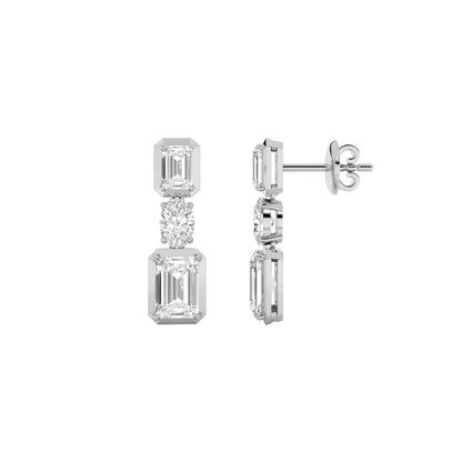 3CTW Radiant Lab-Grown Diamond Prong Dangle Earrings 6 Stones