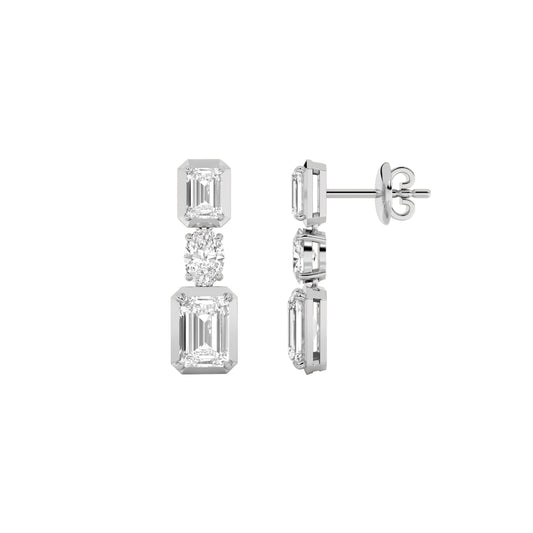 3CTW Radiant Lab-Grown Diamond Prong Dangle Earrings 6 Stones