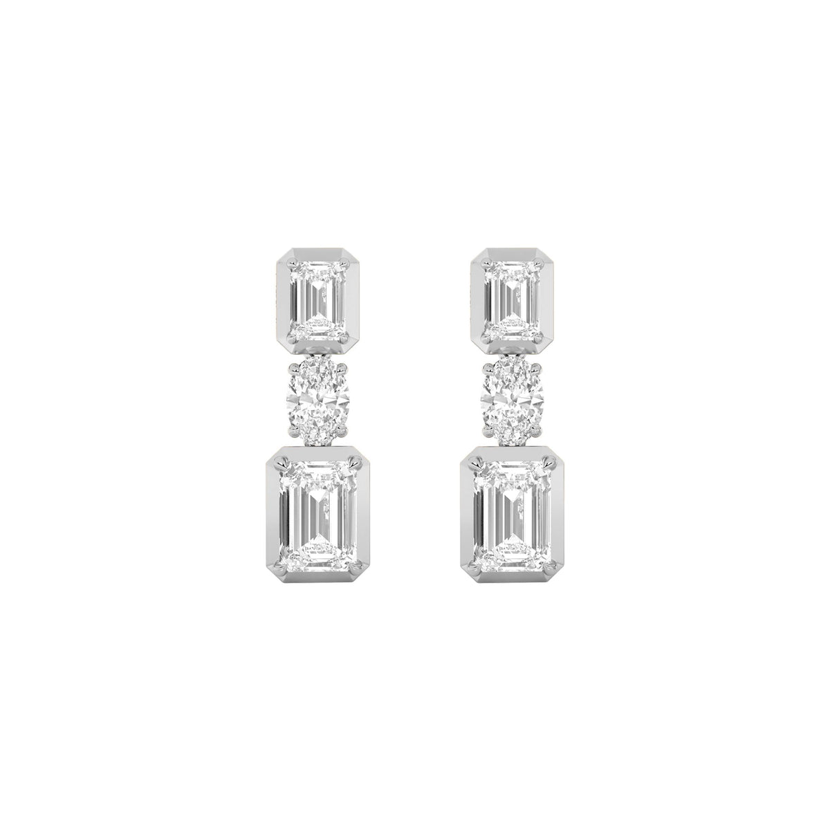 3CTW Radiant Lab-Grown Diamond Prong Dangle Earrings 6 Stones