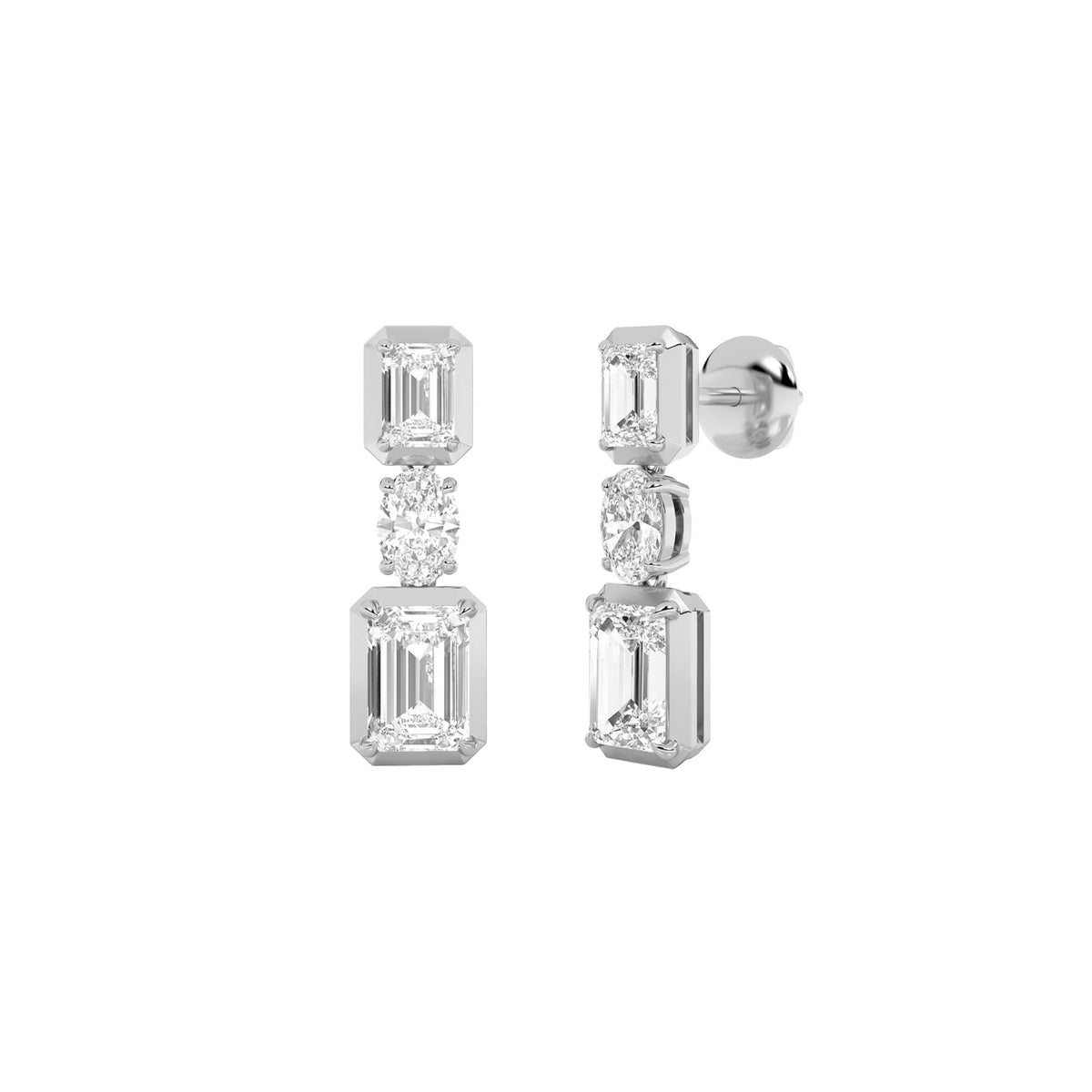 3CTW Radiant Lab-Grown Diamond Prong Dangle Earrings 6 Stones