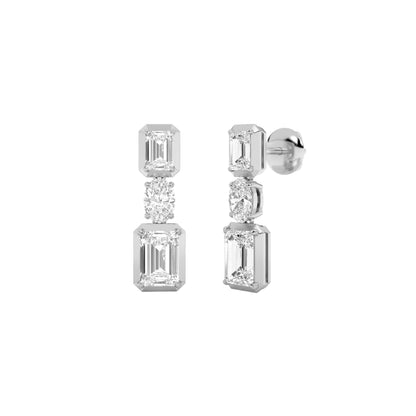 3CTW Radiant Lab-Grown Diamond Prong Dangle Earrings 6 Stones