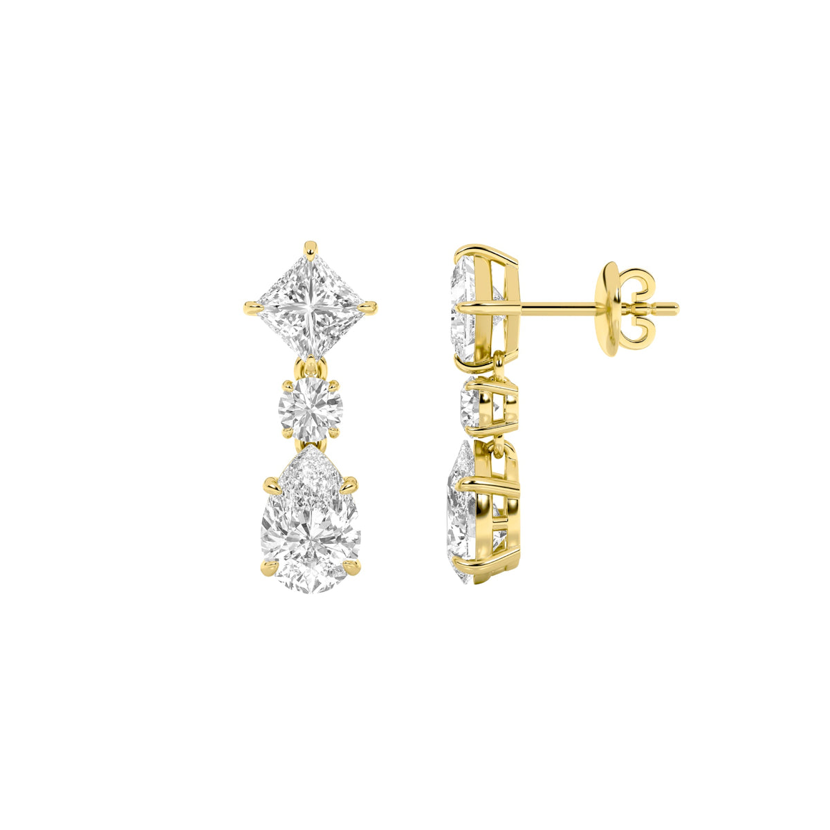 5.5CTW Pear Lab-Grown Diamond Prong Dangle Earrings 6 Stones