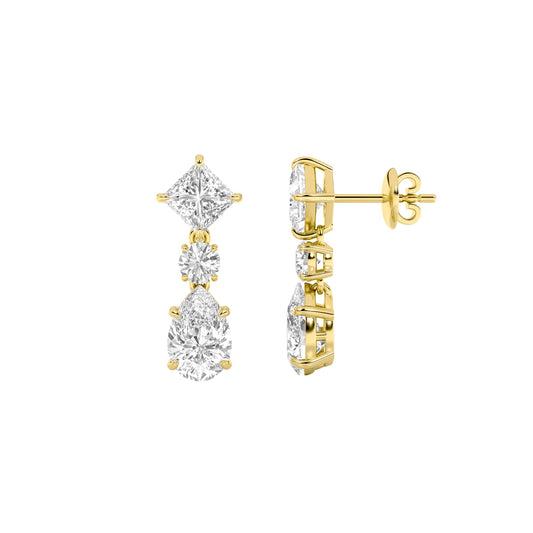 5.5CTW Pear Lab-Grown Diamond Prong Dangle Earrings 6 Stones