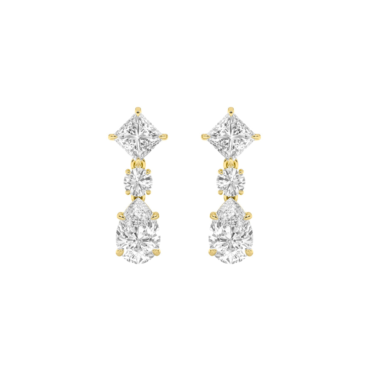 5.5CTW Pear Lab-Grown Diamond Prong Dangle Earrings 6 Stones