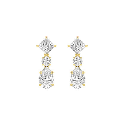 5.5CTW Pear Lab-Grown Diamond Prong Dangle Earrings 6 Stones