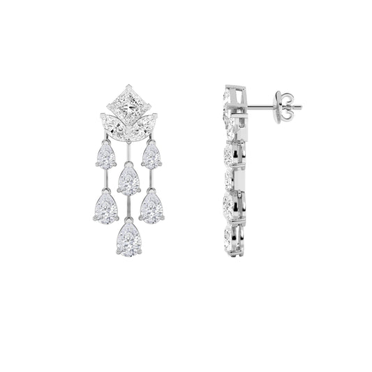 7CTW Princess Lab-Grown Diamond Prong Dangle Earrings 18 Stones