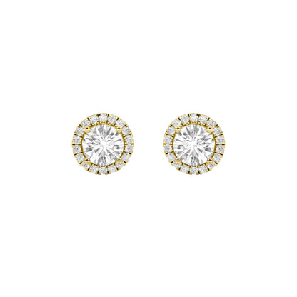 3CTW Round Lab-Grown Diamond Prong Halo Stud Earrings 38 Stones