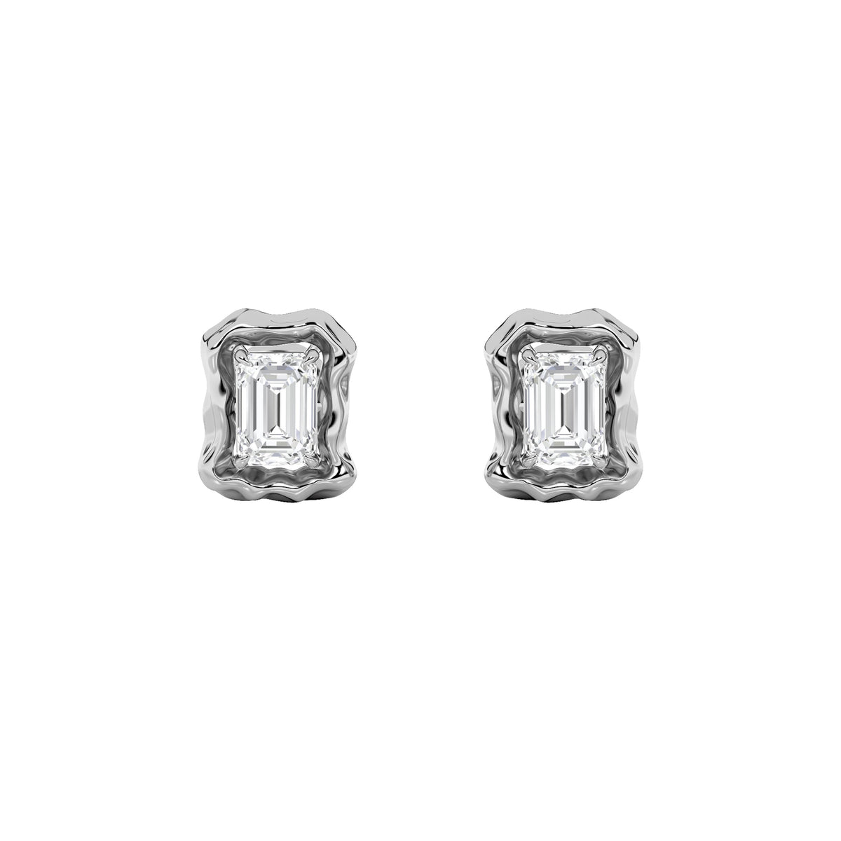 1.5CTW Emerald Lab-Grown Diamond Prong Organic Design Stud Earrings 2 Stones