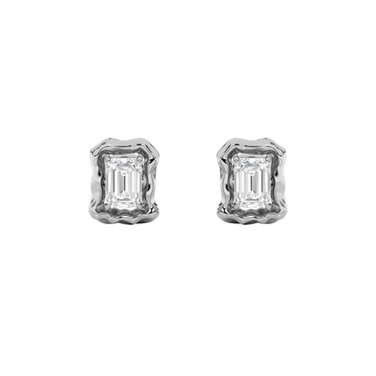 1.5CTW Emerald Lab-Grown Diamond Prong Organic Design Stud Earrings 2 Stones