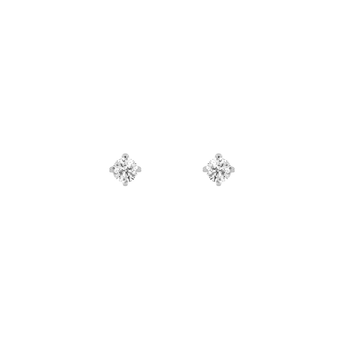 0.25CTW Round Lab-Grown Diamond Prong Stud Earrings 2 Stones 4.4mm Length