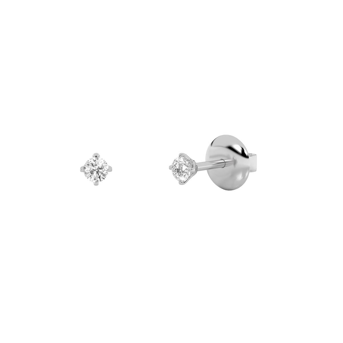 0.25CTW Round Lab-Grown Diamond Prong Stud Earrings 2 Stones 4.4mm Length