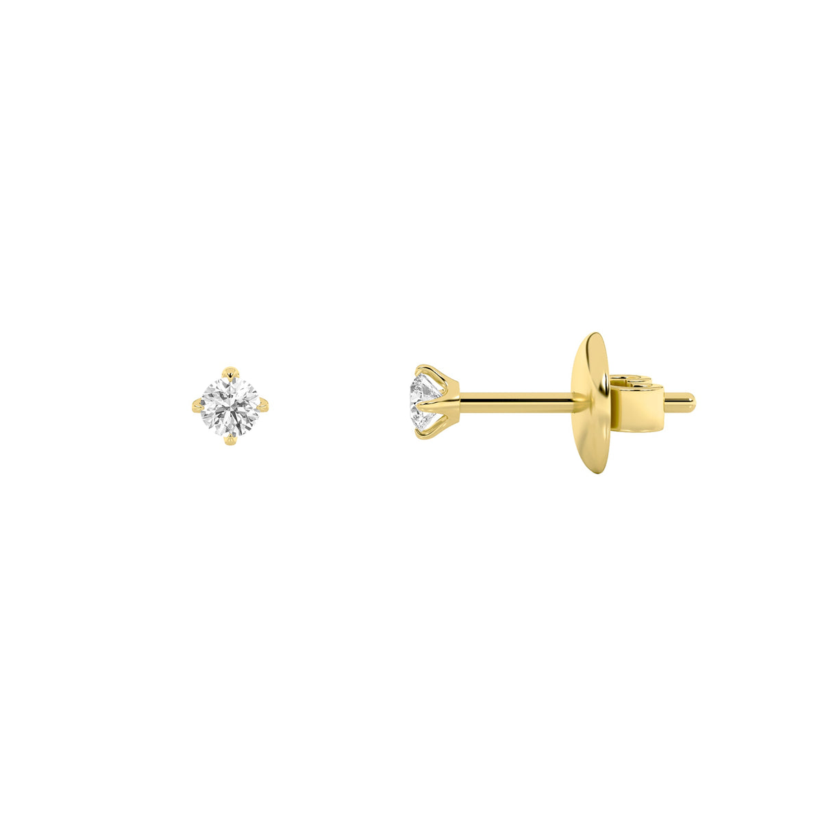 0.25CTW Round Lab-Grown Diamond Prong Stud Earrings 2 Stones 4.4mm Length