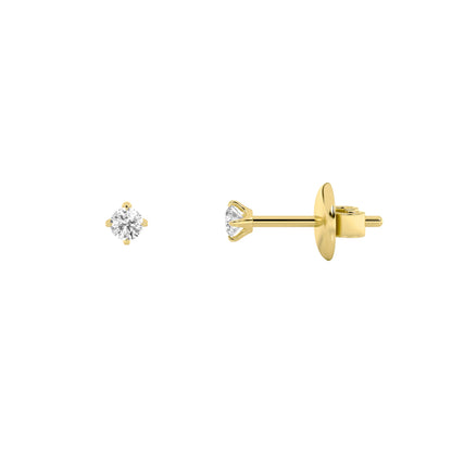 0.25CTW Round Lab-Grown Diamond Prong Stud Earrings 2 Stones 4.4mm Length