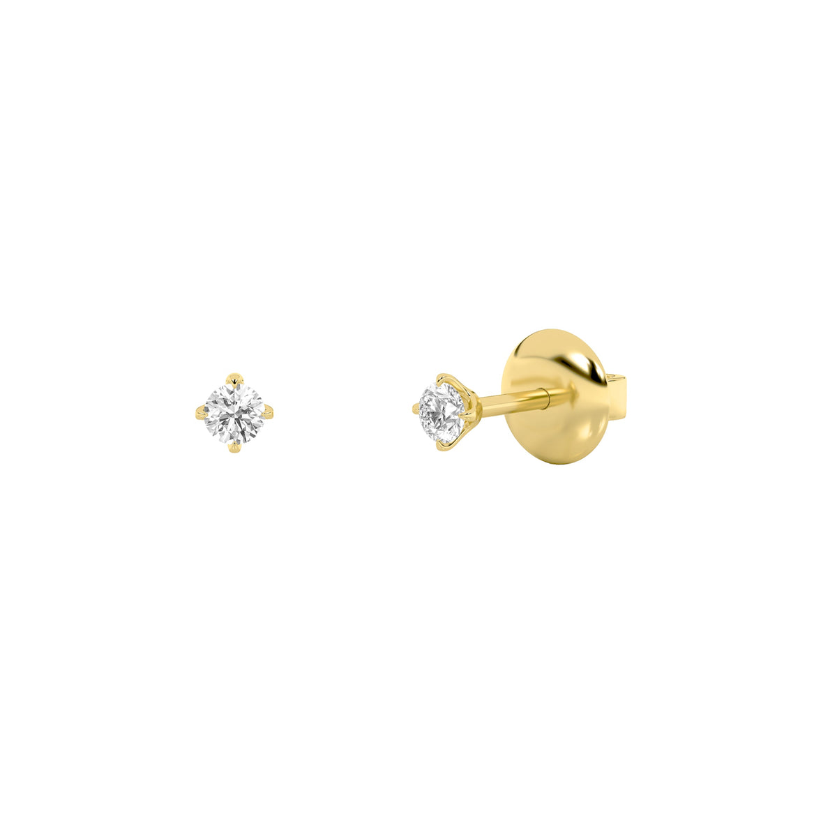 0.25CTW Round Lab-Grown Diamond Prong Stud Earrings 2 Stones 4.4mm Length