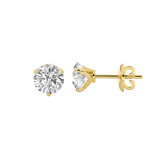 4CTW Round Lab-Grown Diamond Prong Stud Earrings 2 Stones 8.2mm Length