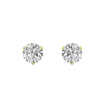 4CTW Round Lab-Grown Diamond Prong Stud Earrings 2 Stones 8.2mm Length