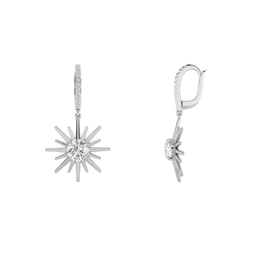 2CTW Round Lab-Grown Diamond Prong Dangle Earrings 24 Stones