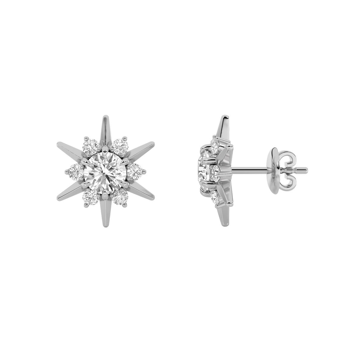 2CTW Round Lab-Grown Diamond Prong Astralis Earrings 14 Stones