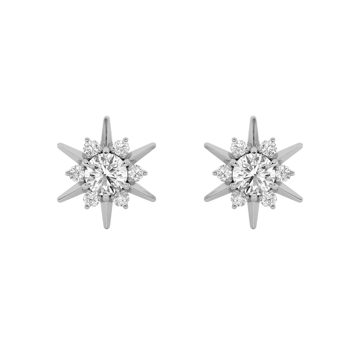 2CTW Round Lab-Grown Diamond Prong Astralis Earrings 14 Stones