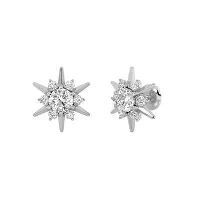 2CTW Round Lab-Grown Diamond Prong Astralis Earrings 14 Stones