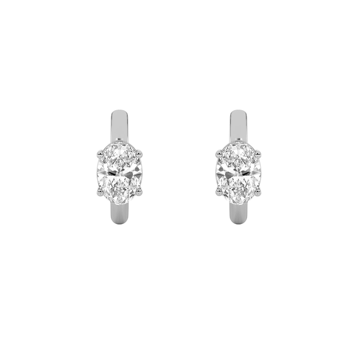 0.5CTW Oval Lab-Grown Diamond Prong Huggie Cuff Half Pair Earrings 1 Stone