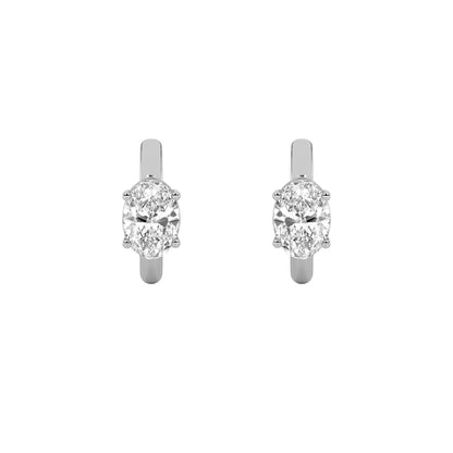 0.5CTW Oval Lab-Grown Diamond Prong Huggie Cuff Half Pair Earrings 1 Stone