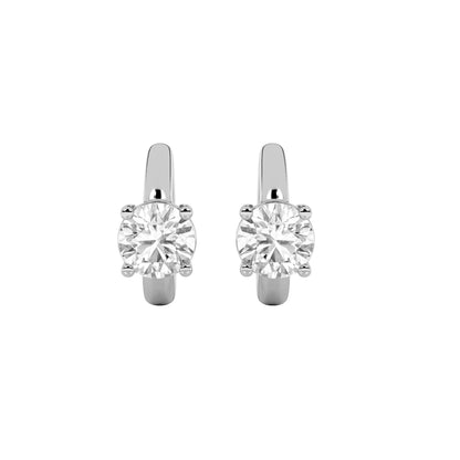 0.25CTW Round Lab-Grown Diamond Prong Huggie Cuff Half Pair Earrings 1 Stone