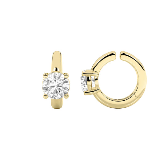 0.5CTW Round Lab-Grown Diamond Prong Huggie Cuff Half Pair Earrings 1 Stone