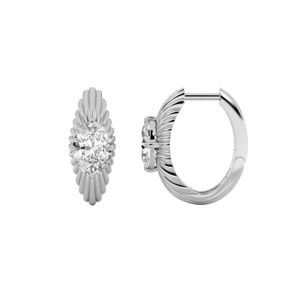 2CTW Oval Lab-Grown Diamond Prong Huggie Earrings 2 Stones 7.7mm Width