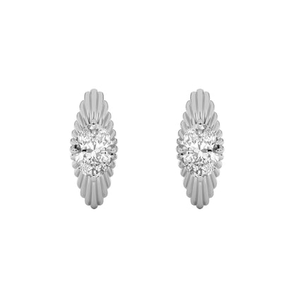 2CTW Oval Lab-Grown Diamond Prong Huggie Earrings 2 Stones 7.7mm Width