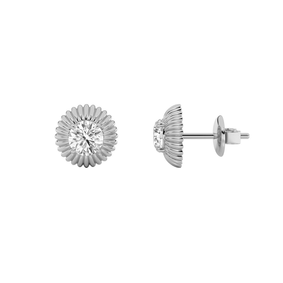 2CTW Round Lab-Grown Diamond Prong Vintage Inspired Stud Earrings 2 Stones