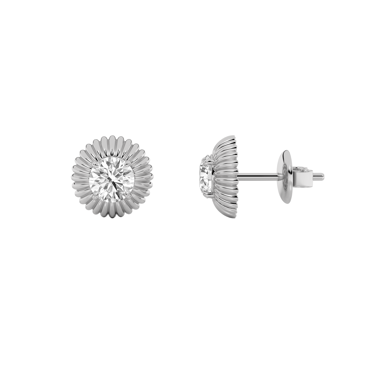 2CTW Round Lab-Grown Diamond Prong Vintage Inspired Stud Earrings 2 Stones