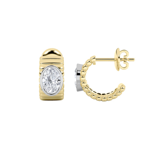 2CTW Oval Lab-Grown Diamond Bezel Fashion Earrings 2 Stones