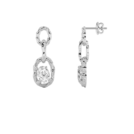 2CTW Oval Lab-Grown Diamond Prong Earrings 2 Stones