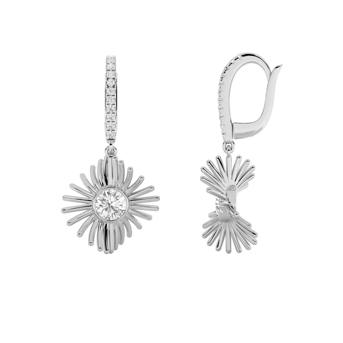 1CTW Round Lab-Grown Diamond Bezel Prong Dangle Fashion Earrings 24 Stones
