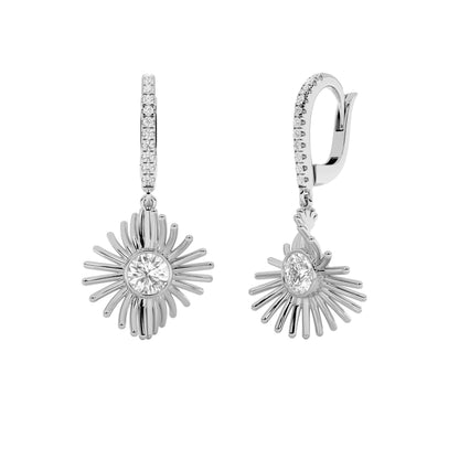 1CTW Round Lab-Grown Diamond Bezel Prong Dangle Fashion Earrings 24 Stones