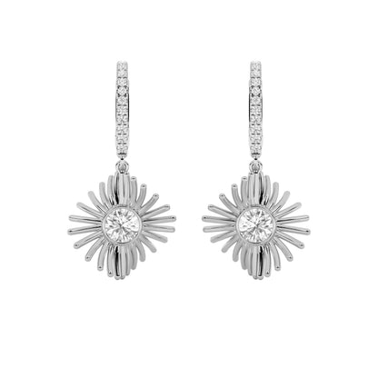 1CTW Round Lab-Grown Diamond Bezel Prong Dangle Fashion Earrings 24 Stones