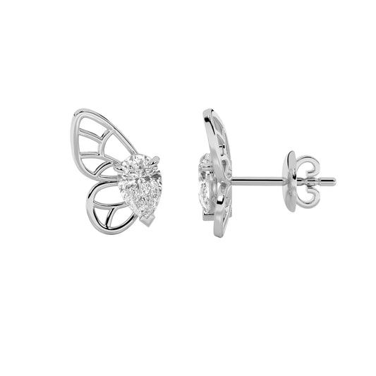 2CTW Pear Lab-Grown Diamond Prong Butterly Fashion Earrings 2 Stones