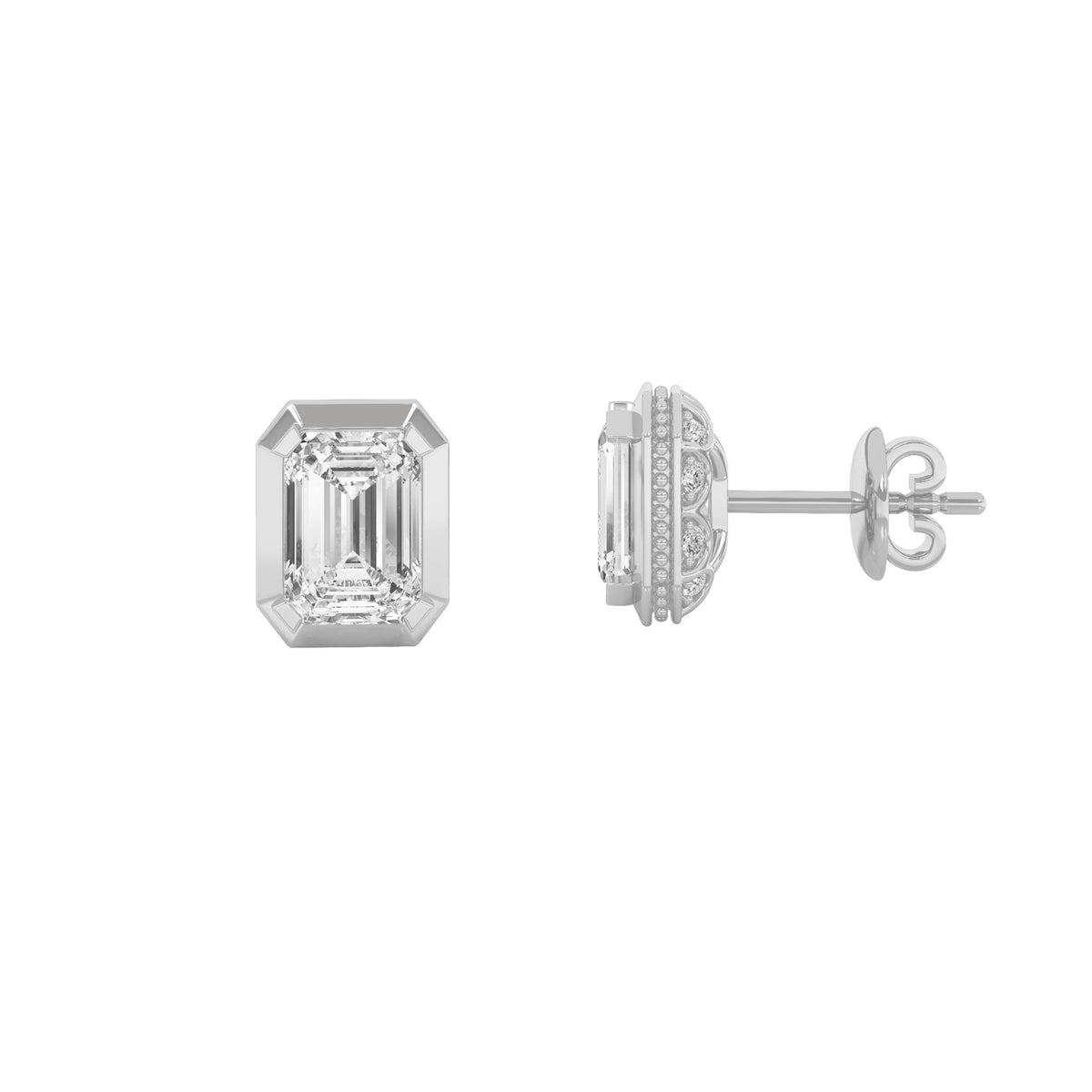 3CTW Emerald Lab-Grown Diamond Prong Sud Earrings 22 Stones