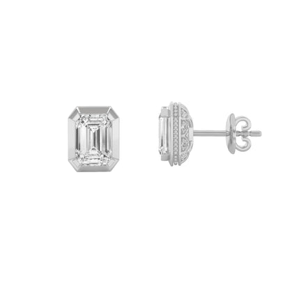 3CTW Emerald Lab-Grown Diamond Prong Sud Earrings 22 Stones