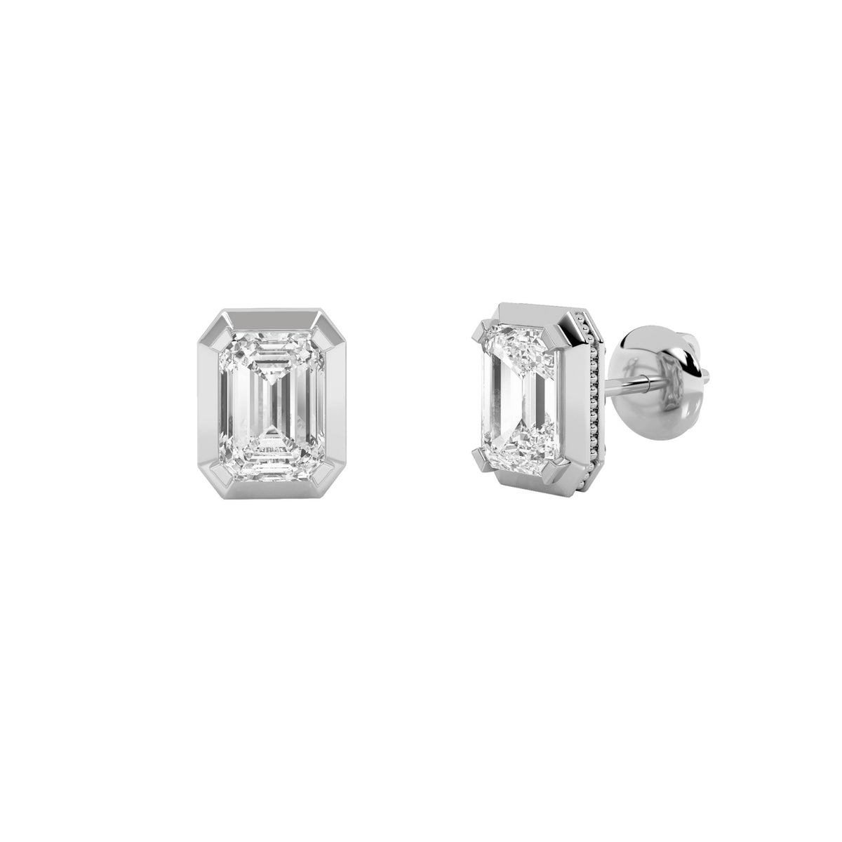 3CTW Emerald Lab-Grown Diamond Prong Sud Earrings 22 Stones