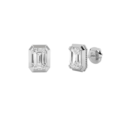 3CTW Emerald Lab-Grown Diamond Prong Sud Earrings 22 Stones