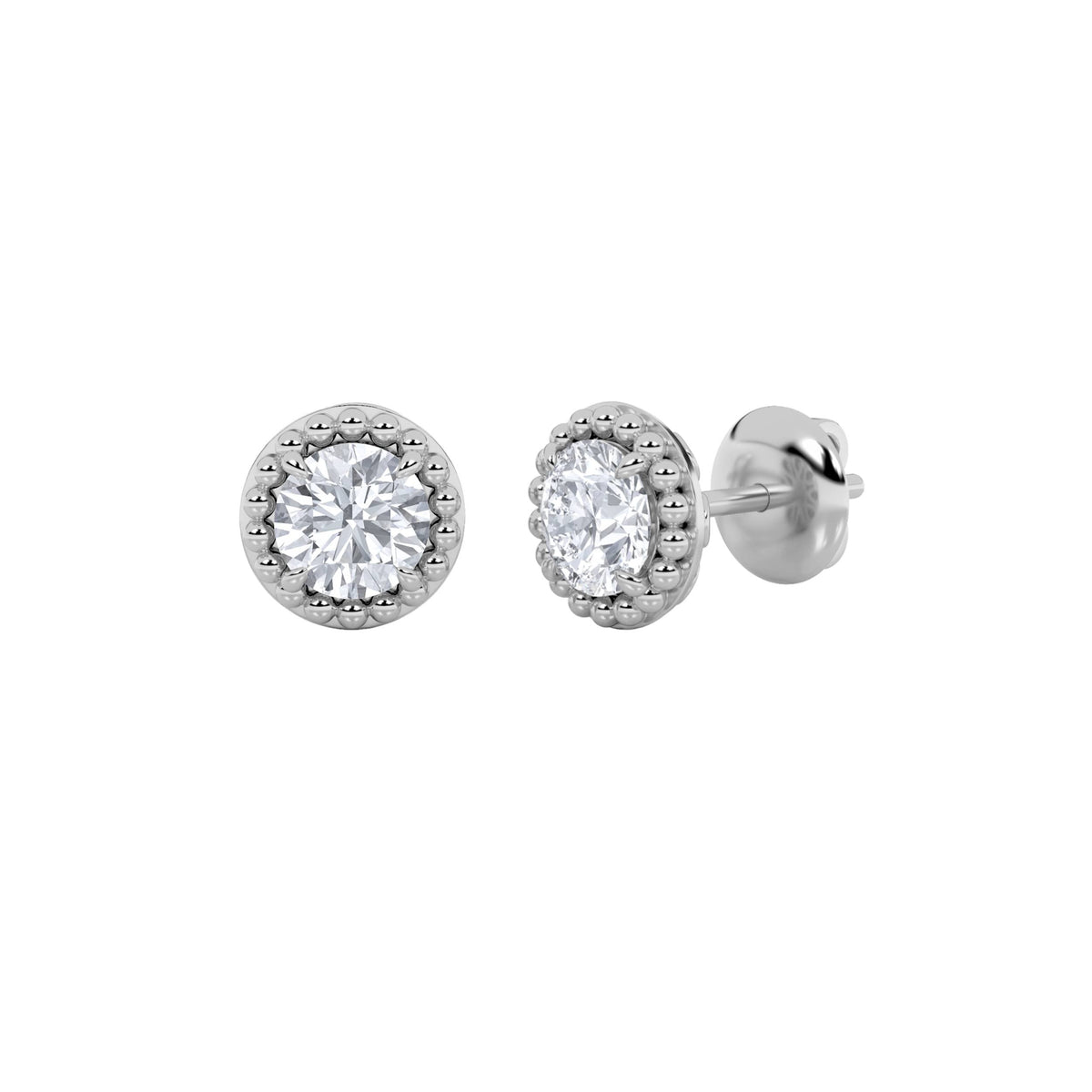 2CTW Round Lab-Grown Diamond Prong Stud Earrings 2 Stones 9.5mm Length