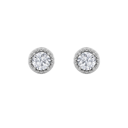 2CTW Round Lab-Grown Diamond Prong Stud Earrings 2 Stones 9.5mm Length