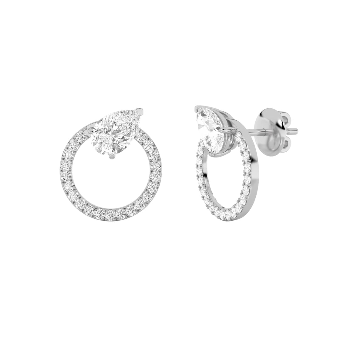 1.5CTW Pear Lab-Grown Diamond Prong Dangle Fashion Earrings 46 Stones