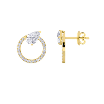 1.5CTW Pear Lab-Grown Diamond Prong Dangle Fashion Earrings 46 Stones